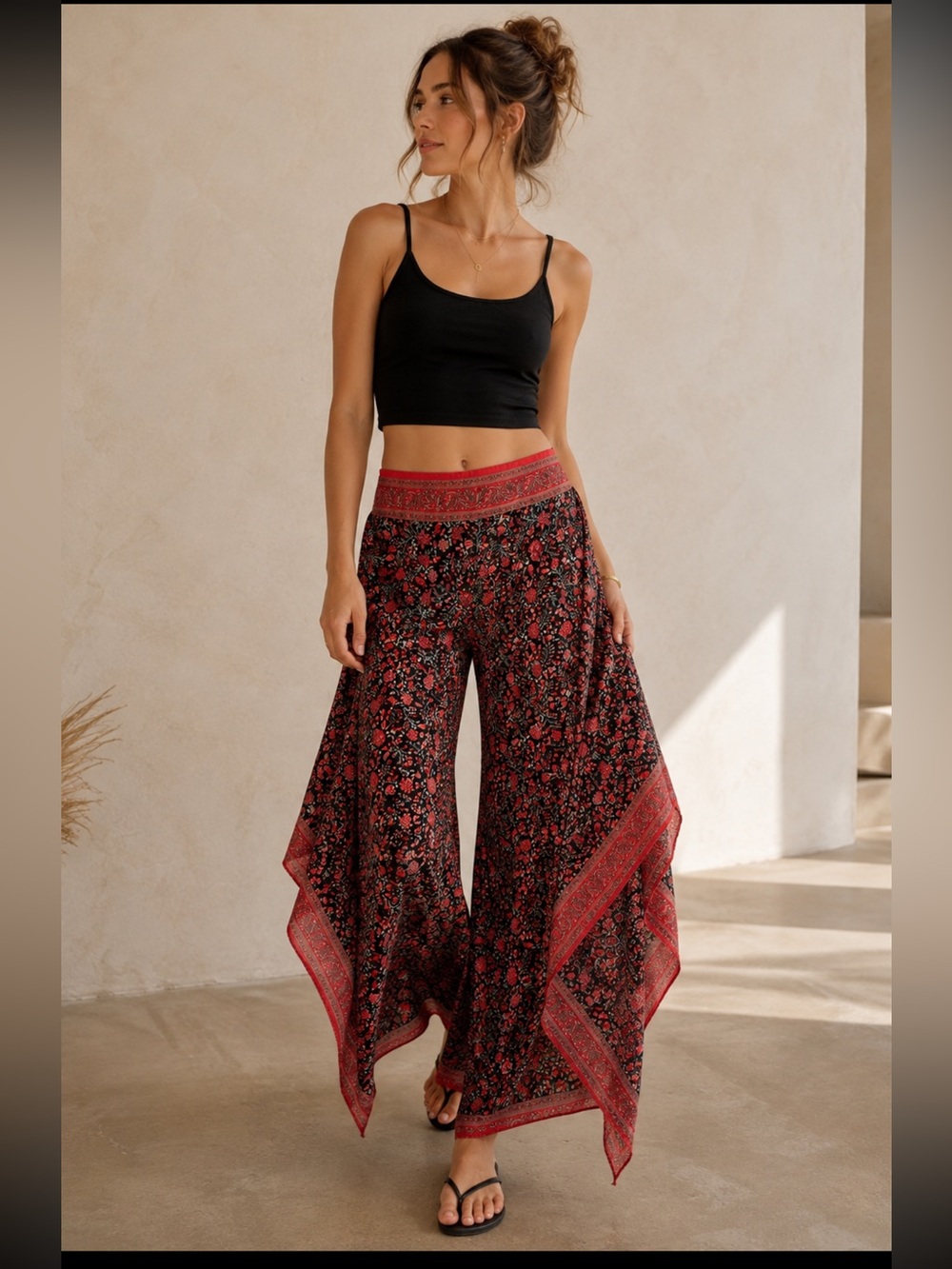 Boho Festival Butterfly Palazzo Pants Bandana Scarf Print Raga Small